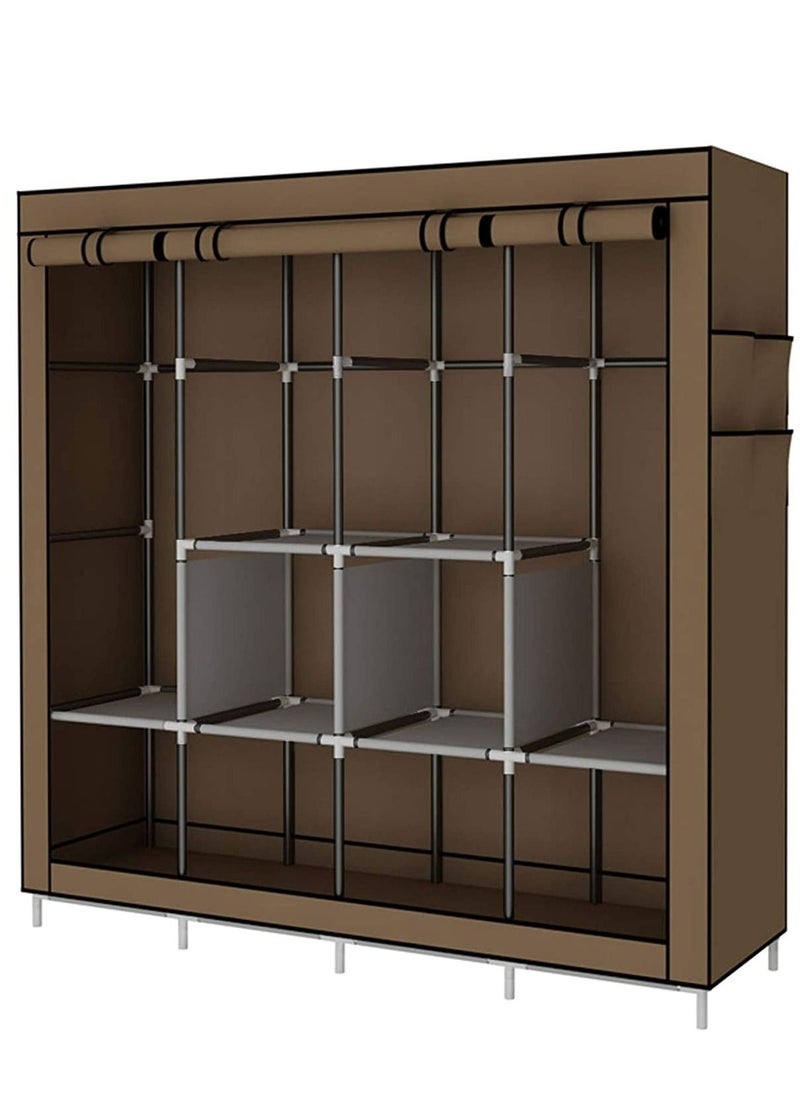 ALMUFARREJ - Fabric Wardrobe Organizer Brown 150x175x45 CM - Image 1
