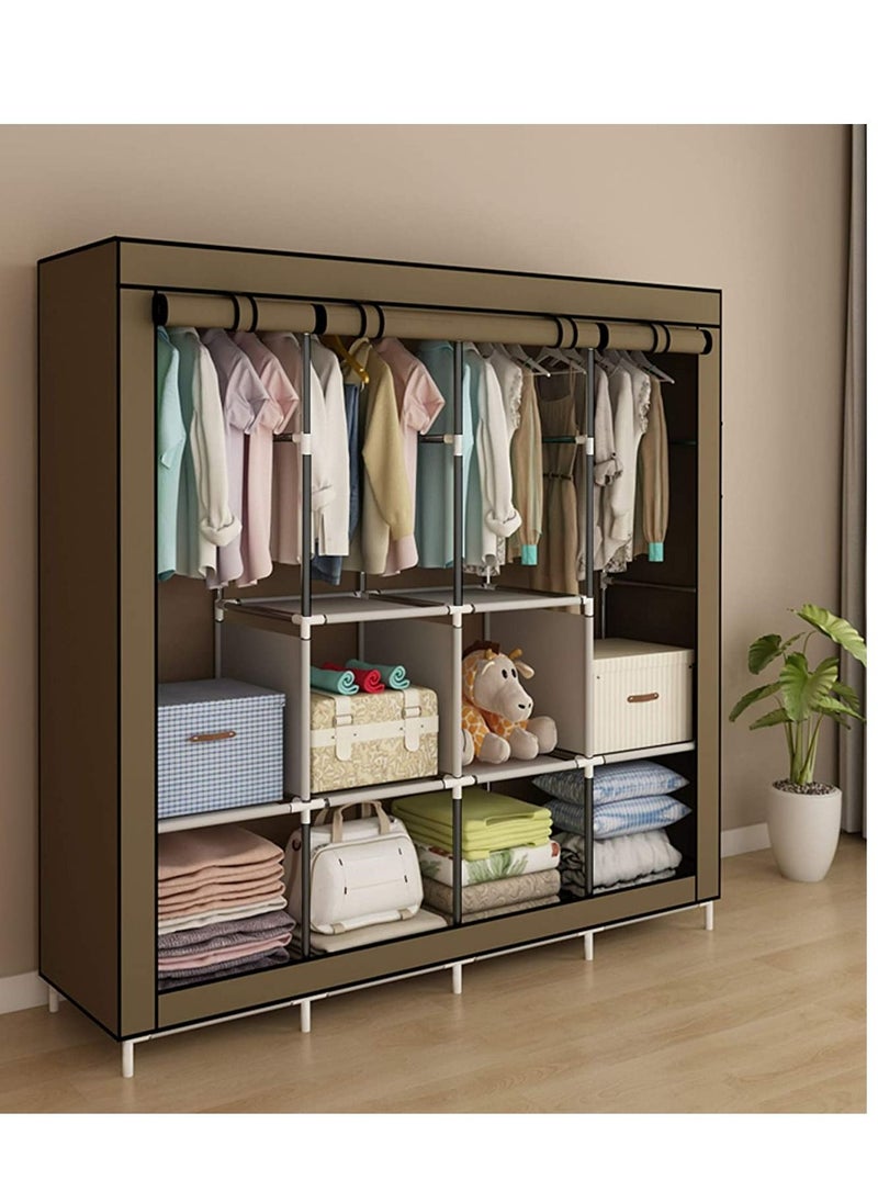 ALMUFARREJ - Fabric Wardrobe Organizer Brown 150x175x45 CM - Image 1
