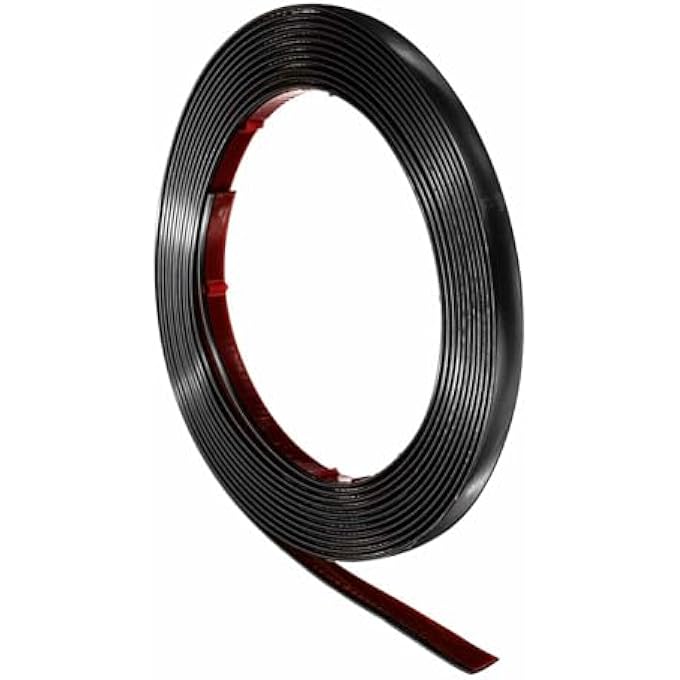 16.4FT X 0.39" WALL TRIM PEEL AND STICK MOLDING TRIM FRAME, FLEXIBLE PVC SELF ADHESIVE DIY ACCENT STRIP FOR WALL, CEILING, FLOOR, CABINET, TILE, EDGE, BORDERS, MIRROR, MIRROR BLACK - Image 2