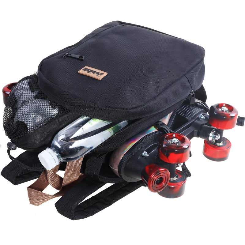 JajaHoho Roller skates bags for Women Men, Multi-functional Sports Backpack for Rollerskates, Ice skates, Inline skates, Skate Gear Storage, Durable and Stylish, 14.6 x 10.6 x 3.5 inches (Black) - Image 4