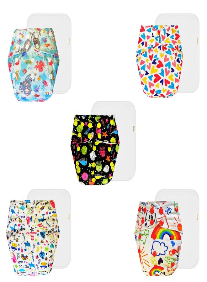 حفاضات دمبلدو القماشية الممتازة مع حشوة قطنية (عبوة من 5) | شعور بالجفاف والراحة | تهوية جيدة | مناسبة للسفر | مصممة من قبل الأمهات | من 3 أشهر إلى 3 سنوات | للجنسين - Image 1