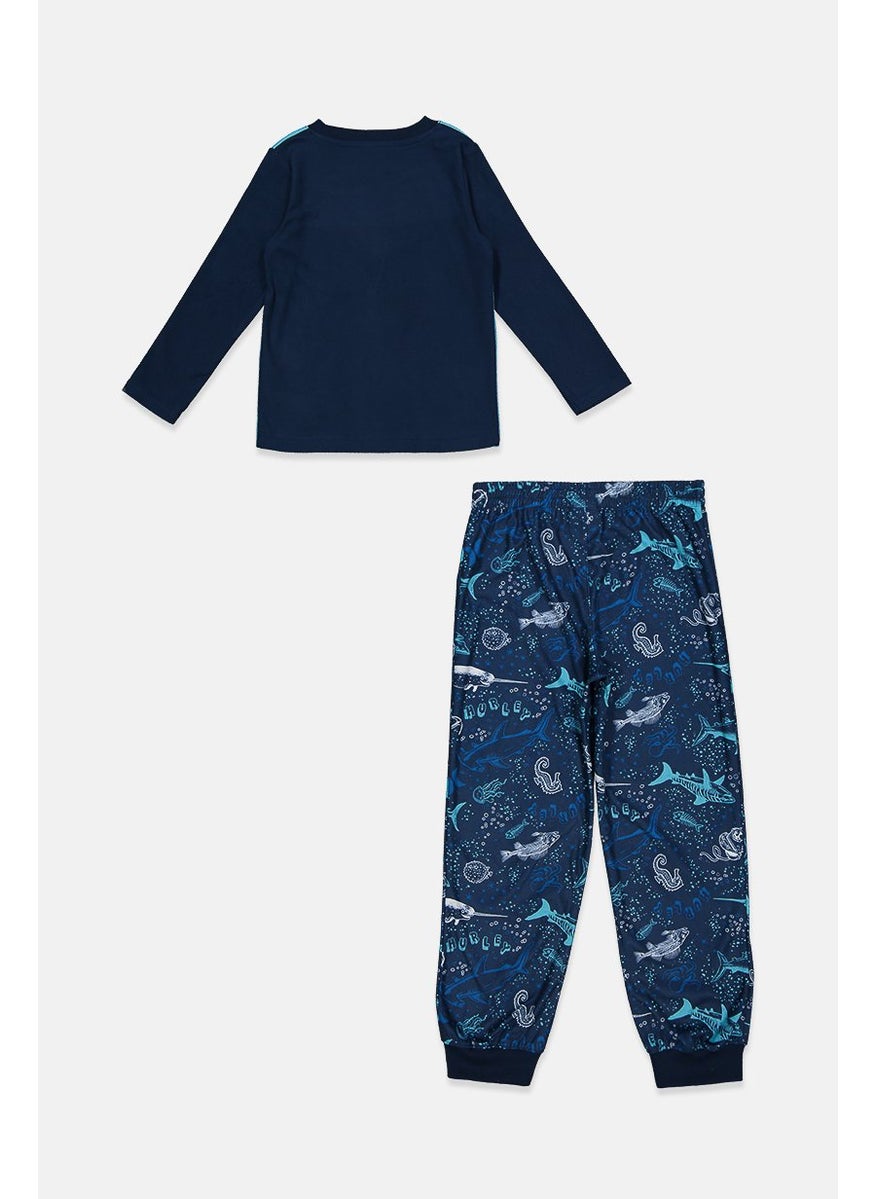 Hurley Toddlers Boy 2 Pcs Graphic Top And Pyjama Set, Navy  - Image 2