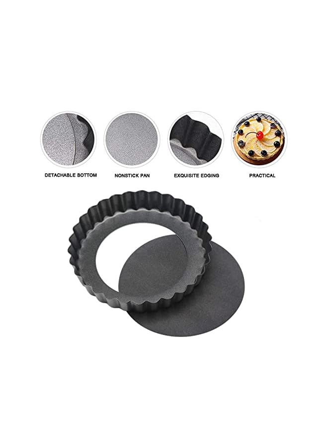 S-TOP Mini Tart Pans with Removable Bottom Round Nonstick Quiche Pan, Heavy Duty Fluted Side for Pies, Mousse Cakes, Dessert Baking (4 Inch 6pcs) - Image 4