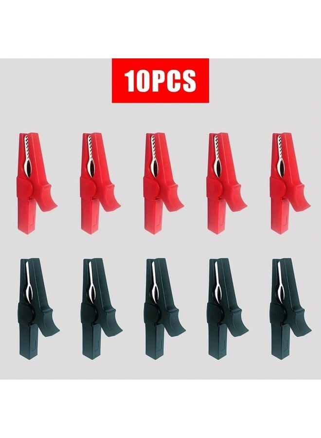 10 قطعة 55 مم ملاقط تمساح معزولة بالكامل 30 أمبير أسلاك اختبار 5 حمراء و5 سوداء لاختبار بطارية السيارات - Image 2