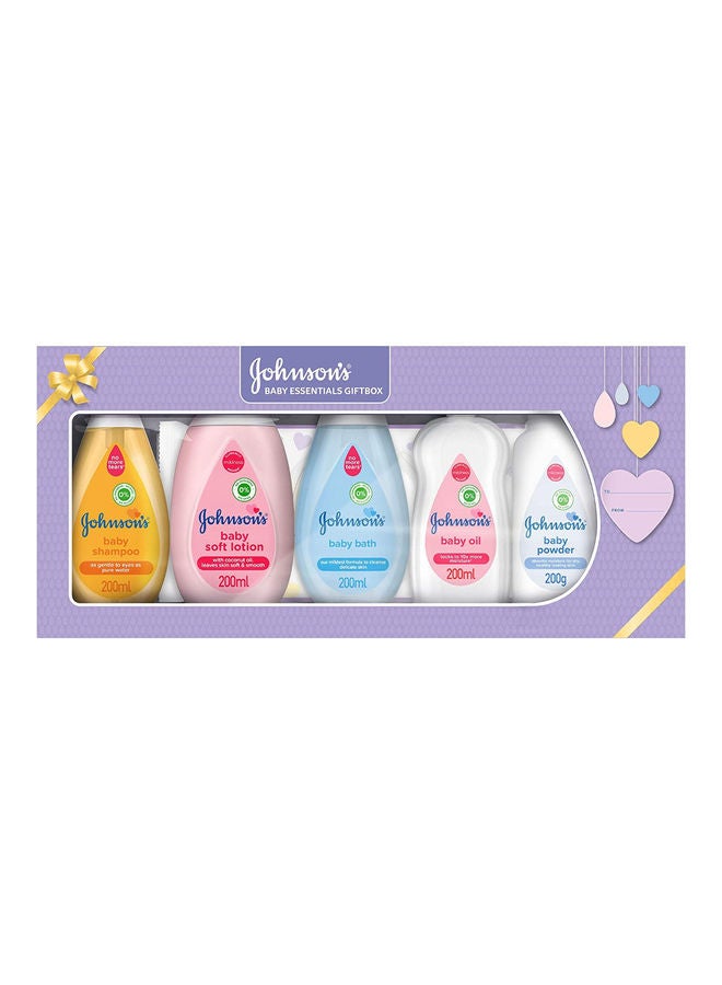 Johnson's Baby Essentials Gift Box: Shampoo, Soft Lotion, Bath, Oil, Powder And Wipes - Image 1