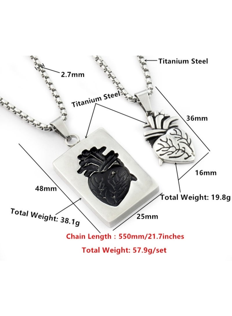 LATEEN Romantic Couple Necklace Set - 2PCS Matching Pendants - Premium Hypoallergenic Stainless Steel Jewelry - 18K Gold Plated Ideal Gift for Couples - Image 2