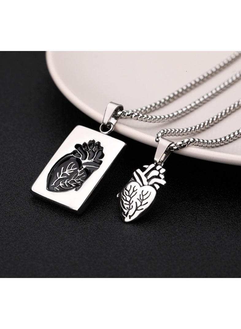 LATEEN Romantic Couple Necklace Set - 2PCS Matching Pendants - Premium Hypoallergenic Stainless Steel Jewelry - 18K Gold Plated Ideal Gift for Couples - Image 1
