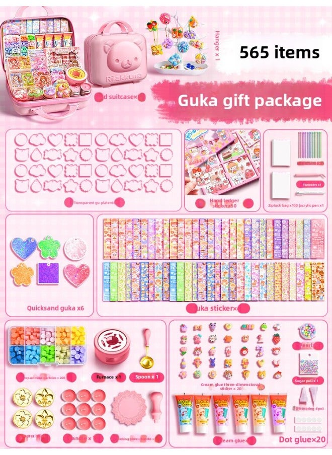 Cream Gel Goo Card Diy Children's Handmade Creative Toys Cute Hand Account Stickers Play Full Set Of Spot-Specifications:[Upgrade 3d Bear] Goo Card Fire Paint Recommended 565 Pieces (Send Goo Card Display Stand)  - Image 1