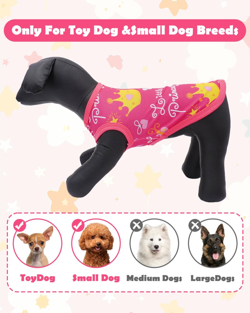 PET SHOW 4 Pack Dog Shirts for Small Doggies Female Tank Top Tee Red Pink T-Shirts Pets Sleeveless Vest Cats Kittens Girl Puppy Clothes (Small) - Image 2