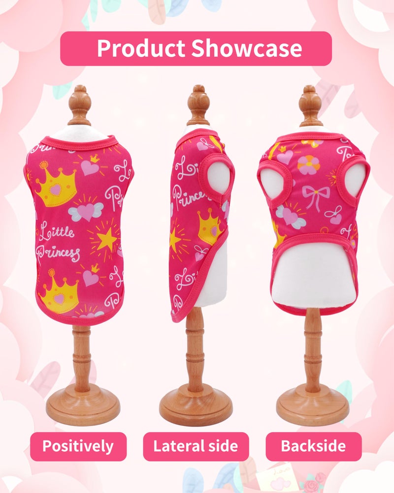 PET SHOW 4 Pack Dog Shirts for Small Doggies Female Tank Top Tee Red Pink T-Shirts Pets Sleeveless Vest Cats Kittens Girl Puppy Clothes (Small) - Image 5