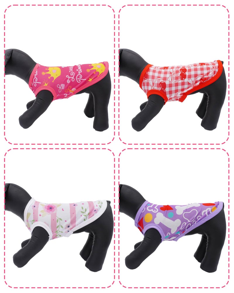 PET SHOW 4 Pack Dog Shirts for Small Doggies Female Tank Top Tee Red Pink T-Shirts Pets Sleeveless Vest Cats Kittens Girl Puppy Clothes (Small) - Image 4