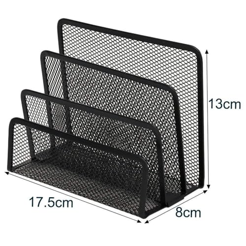 SUKHAD 3 Slot Metal Desk Organizer, 7 x 3 x 5.3 Inch, Black - Image 5
