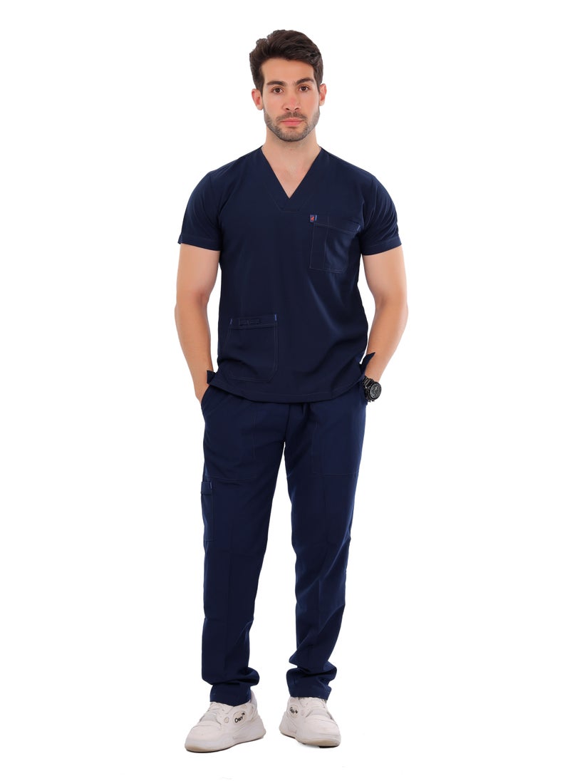 APEX Classic Scrub 1/2 Sleeve Male Dark Blue LIN  - Image 1