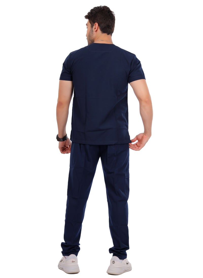 APEX Classic Scrub 1/2 Sleeve Male Dark Blue LIN  - Image 2