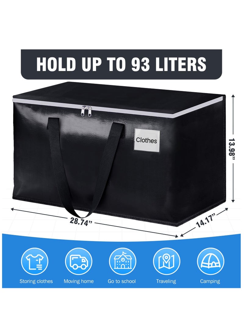 XICEN 4pcs Large Moving Bags, Waterproof Storage Bags with Zippers, 93L Moisture proof Clothes Shoes Storage Bags, Foldable Travel Luggage Bags Totes, Space Saving and Packing, Closet Organizer  - Image 2