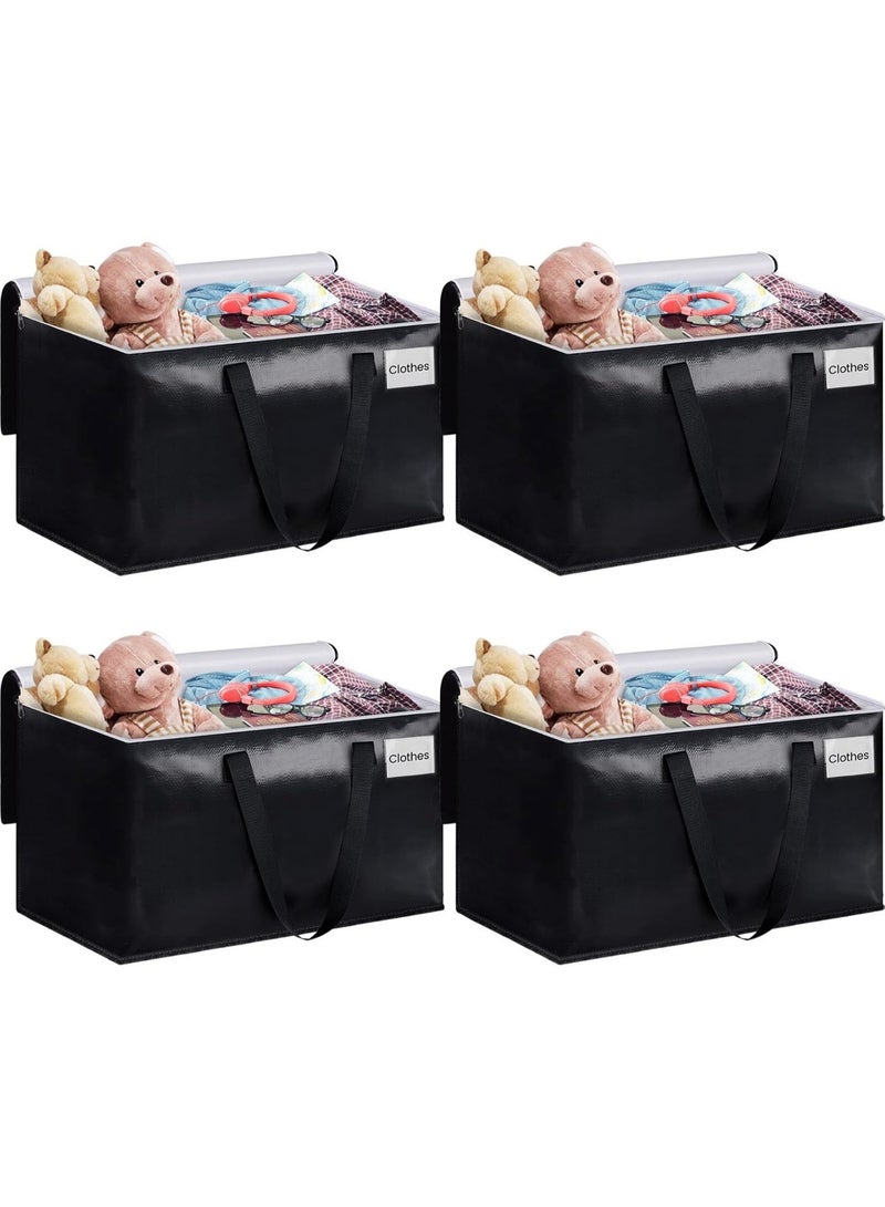 XICEN 4pcs Large Moving Bags, Waterproof Storage Bags with Zippers, 93L Moisture proof Clothes Shoes Storage Bags, Foldable Travel Luggage Bags Totes, Space Saving and Packing, Closet Organizer - Image 1