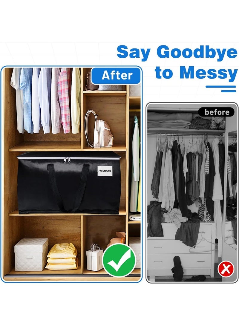 XICEN 4pcs Large Moving Bags, Waterproof Storage Bags with Zippers, 93L Moisture proof Clothes Shoes Storage Bags, Foldable Travel Luggage Bags Totes, Space Saving and Packing, Closet Organizer - Image 5
