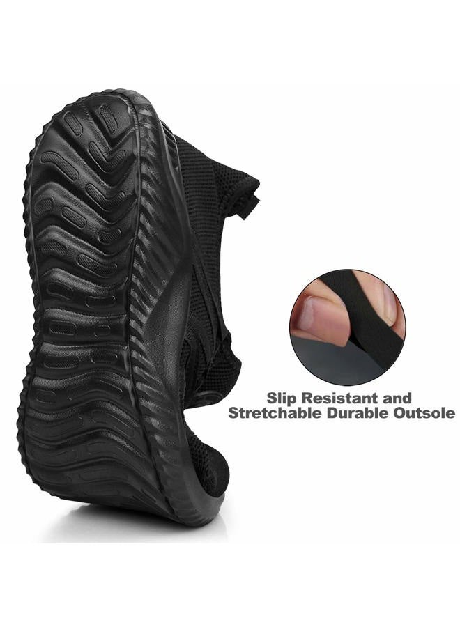 Feethit Womens Slip On Running Shoes Non Slip Walking Shoes Lightweight Gym Fashion Sneakers All Black Size 6.5 - Image 5