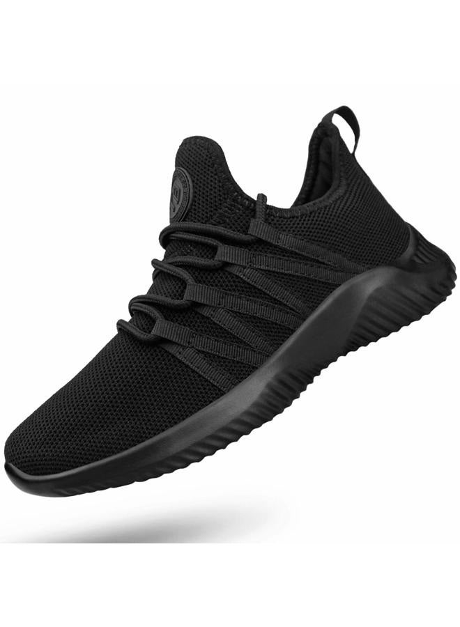 Feethit Womens Slip On Running Shoes Non Slip Walking Shoes Lightweight Gym Fashion Sneakers All Black Size 6.5 - Image 1