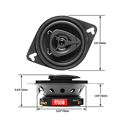 BOSS Audio Systems CH3220B Chaos Series 3.5 Inch Car Door Speakers - 140 Watts Max (per Pair), Coaxial, 2 Way, Full Range, 4 Ohms, Sold in Pairs, Bocinas para Carro - Image 3