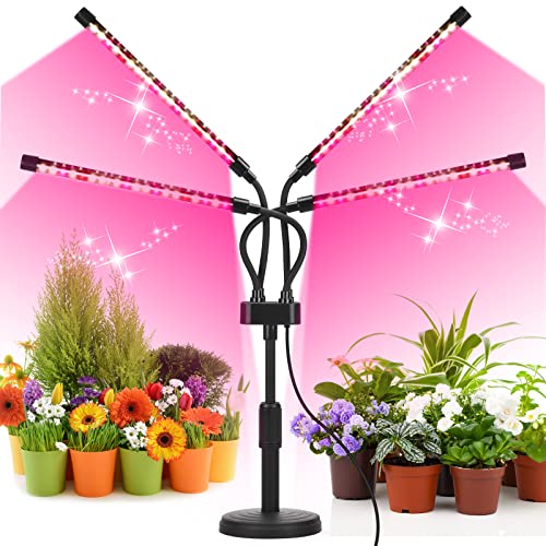 SYEIORAOM أضواء نمو SYEIORAOM للنباتات الداخلية، مصباح LED بأربعة رؤوس مع طيف كامل، طيف أحمر وأبيض لمصباح النباتات الداخلية، رقبة مرنة قابلة للتعديل، مناسبة للنمو النباتي - Image 1