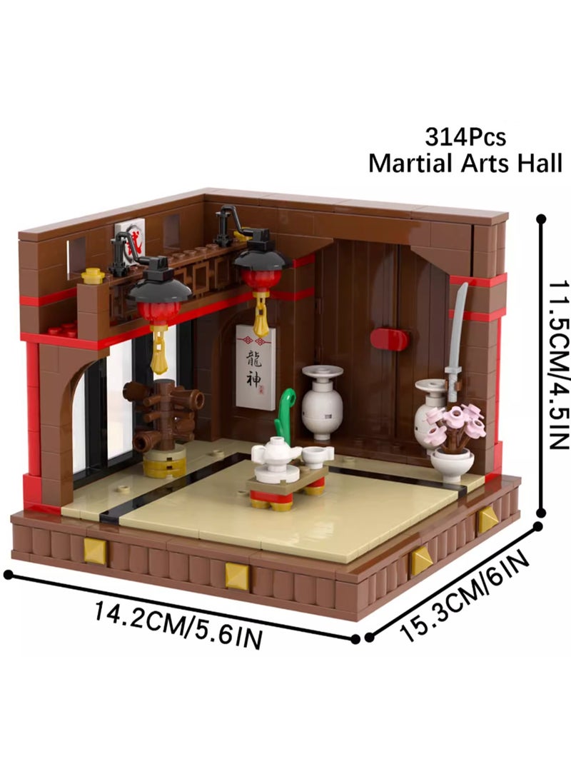 Creative Children's City Family Series Small Particle Puzzle Building Block Toys(Martial Arts Hall 314Pcs) - Image 2