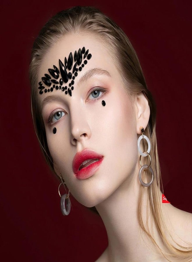 KOTBS 6 Sheets Black Face Gems, Self-Adhesive Rhinestone Face Jewels for Festivals, Halloween, and Costume Parties, Large - Image 4