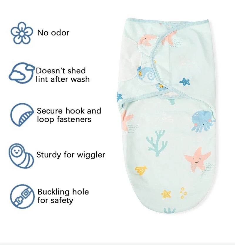 Bluejw 100% Cotton Baby Swaddle Sleeping Bag - Anti-Shock Swaddlers Bandage for Newborns & Infants - Four Seasons Single Layer - Image 3
