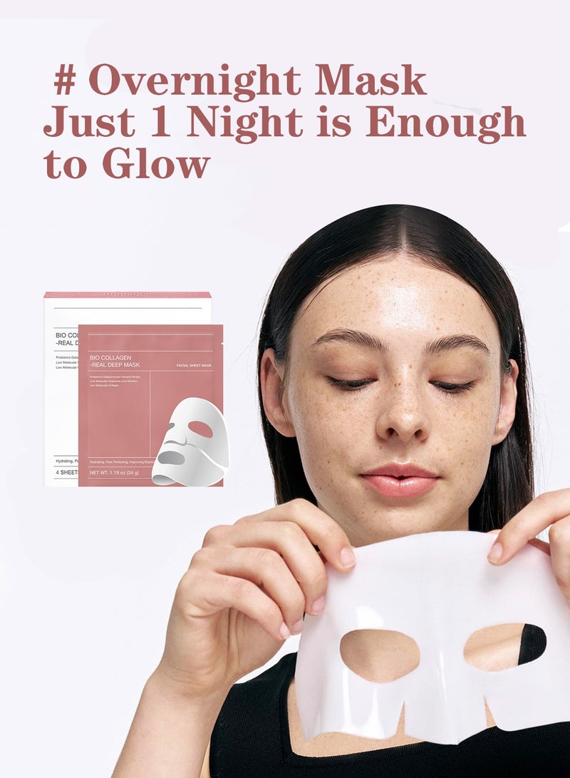 Meishida Bio-Collagen Real Deep Mask, Hydrating Overnight Mask, Pore Minimizing, Elasticity Improvement, 34g x4ea - Image 4