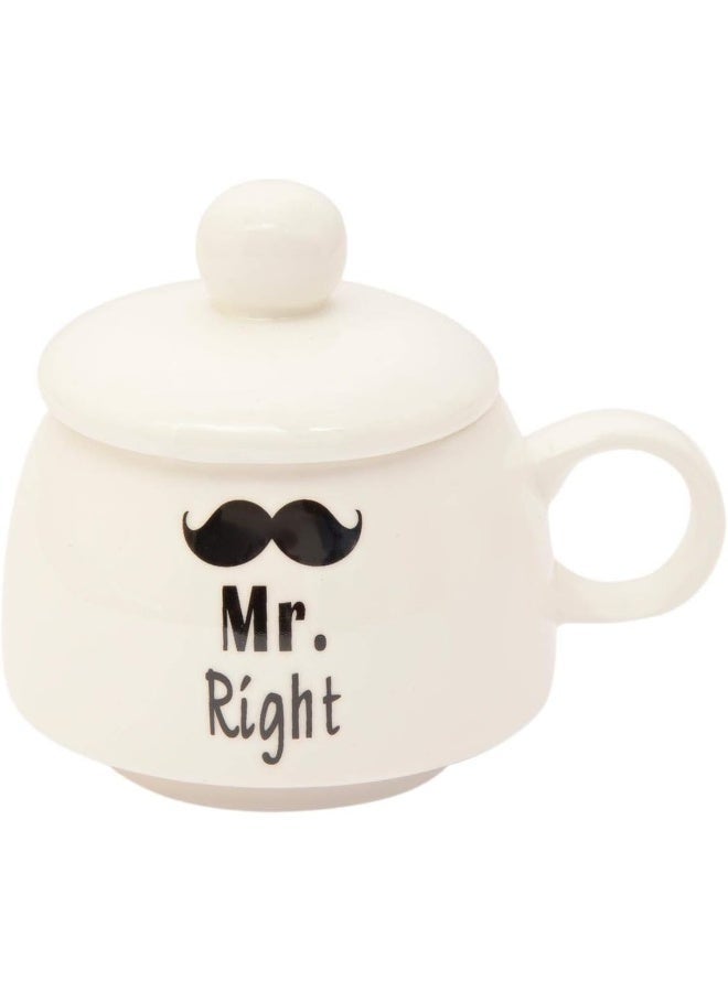 Shallow JZ004-D Mr. & Mrs. Tea Set 3 Pieces – 1 Teapot & 2 Mugs, Multi-Colour Bone China Tea & Coffee Set - Image 2