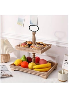 Cozy Nest Wooden 2-Tier Cupcake Stand, Rustic Pastry Holder Farmhouse Style Serving Tray Elegant Tiered Tray for Desserts Cakes Parties Celebrations & Special Occasions- Light Brown  - Image 1