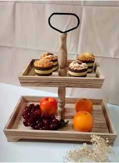 Cozy Nest Wooden 2-Tier Cupcake Stand, Rustic Pastry Holder Farmhouse Style Serving Tray Elegant Tiered Tray for Desserts Cakes Parties Celebrations & Special Occasions- Light Brown  - Image 2
