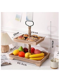 Cozy Nest Wooden 2-Tier Cupcake Stand, Rustic Pastry Holder Farmhouse Style Serving Tray Elegant Tiered Tray for Desserts Cakes Parties Celebrations & Special Occasions- Light Brown  - Image 3
