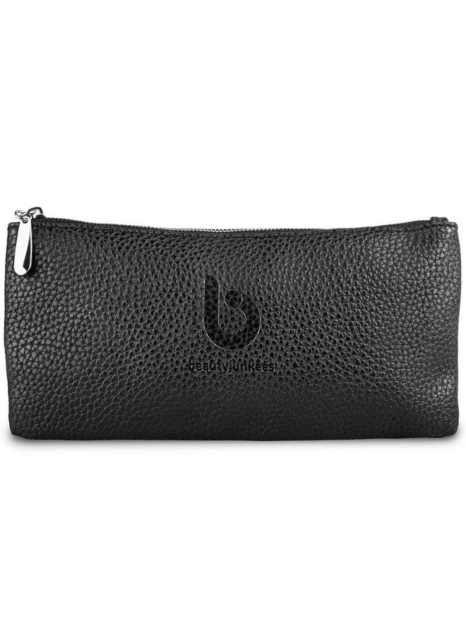 Beauty Junkees Makeup Brush Case Cosmetic Bag Black Make Up Brush Holder Pouch Or Cosmetic Storage Organizer For Purse Or Travel Large Enough To Carry All Size Brushes Cruelty Free  - Image 1