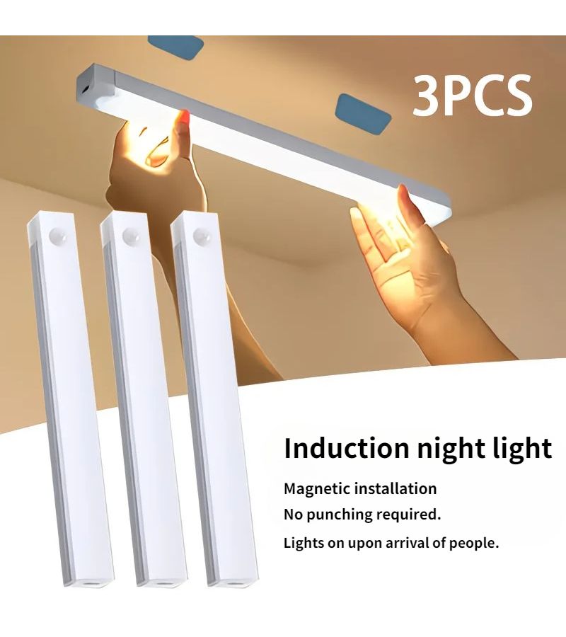 Soft Cool White LED Strip Light No Wiring USB Charging Magnetic Night Light For Wardrobe Cabinet Stairs - Image 1