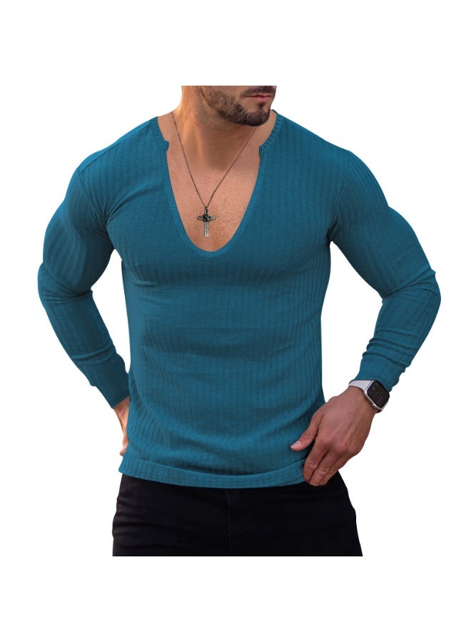 Slim Fit Long Sleeve Knitted Sweater for Men Solid Color Casual Top V Neck Thin Model Suitable for Autumn And Winter - Image 1