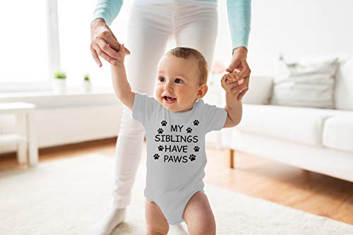 Funnwear My Sibling have Paws - Funny Baby Essentials Bodysuit - Cute Newborn Outfit Boy Girls Clothes (6 Months, Sports Grey) - Image 2