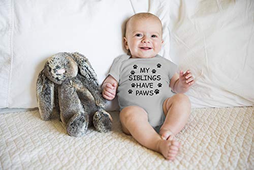 Funnwear My Sibling have Paws - Funny Baby Essentials Bodysuit - Cute Newborn Outfit Boy Girls Clothes (6 Months, Sports Grey) - Image 3
