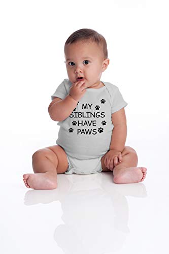 Funnwear My Sibling have Paws - Funny Baby Essentials Bodysuit - Cute Newborn Outfit Boy Girls Clothes (6 Months, Sports Grey) - Image 4