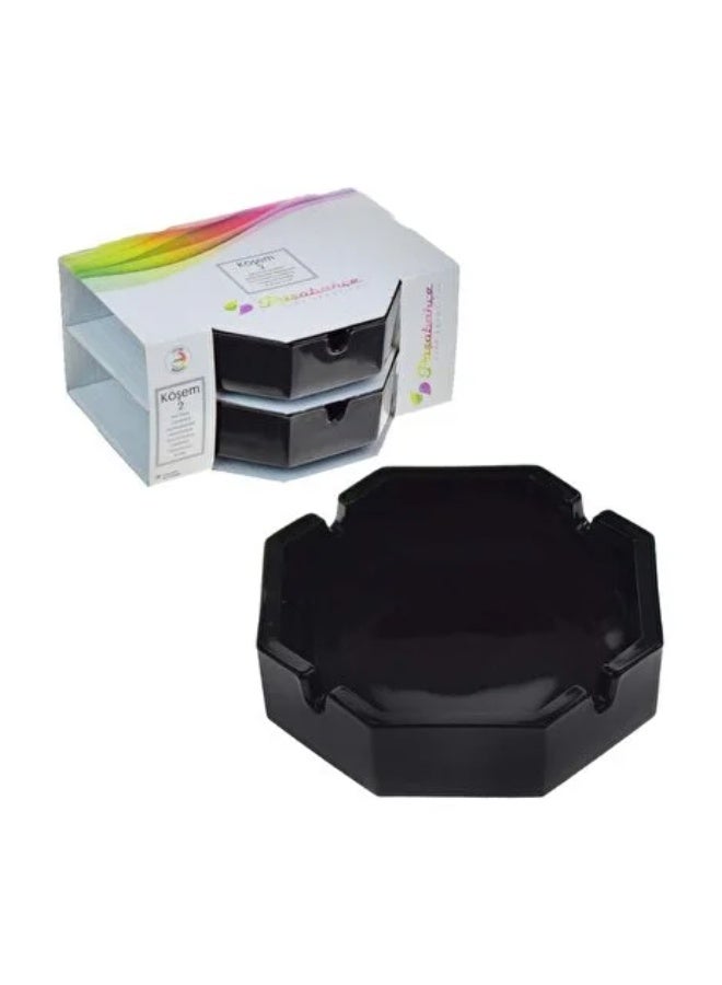 Paşabahçe طقم من ashtray كوسم من باساباخه - 2 قطعة من الزجاج الأسود