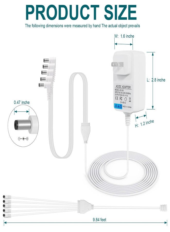 SHMDSO 4.5V Power Adapter Compatible with Lemax Lighting Accessories 94527 94563 94564 94565 94566 84428 74269 74295 74707 Halloween and Christmas Mini Lighting Building Decoration （White 5 Output ） - Image 2