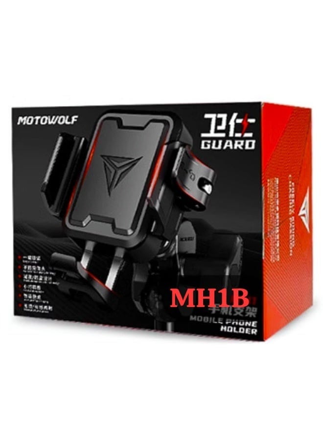 موتوولف حامل الهاتف المحمول للدراجات النارية MotoWolf MH1B مع شحن لاسلكي ومضاد للاهتزاز وقابل للدوران 360 درجة - Image 1