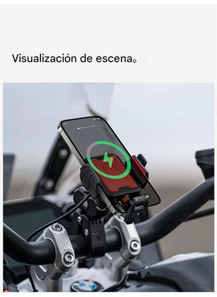 موتوولف حامل الهاتف المحمول للدراجات النارية MotoWolf MH1B مع شحن لاسلكي ومضاد للاهتزاز وقابل للدوران 360 درجة - Image 5