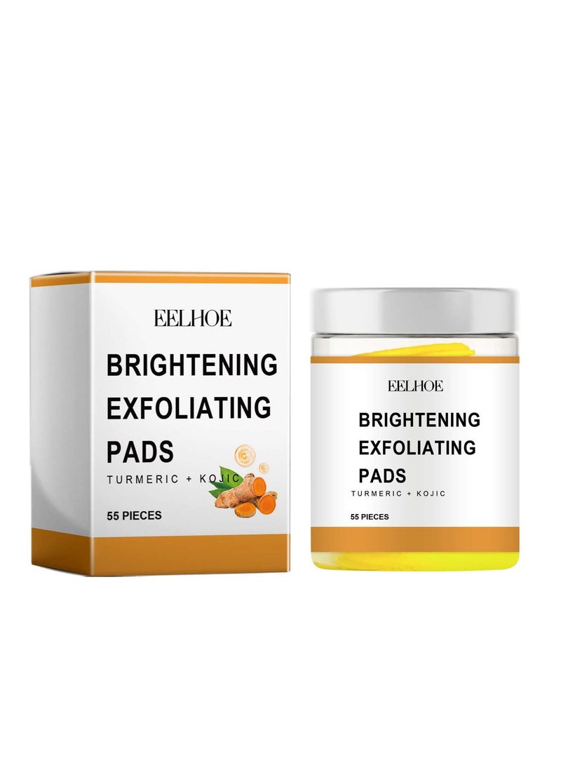 إيلهو 55 قطعة من ضمادات تنظيف حمض الكوجيك بالكركم ، وسادات حمض الكوجيك والكركم لفتح المسام والبقع الداكنة والبشرة الباهتة ، وتساعد على توازن زيت البشرة والماء - ضمادات تقشير الوجه بالكركم - تنظيف عميق للمسام - Image 1