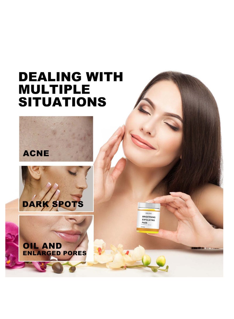 إيلهو 55 قطعة من ضمادات تنظيف حمض الكوجيك بالكركم ، وسادات حمض الكوجيك والكركم لفتح المسام والبقع الداكنة والبشرة الباهتة ، وتساعد على توازن زيت البشرة والماء - ضمادات تقشير الوجه بالكركم - تنظيف عميق للمسام - Image 3