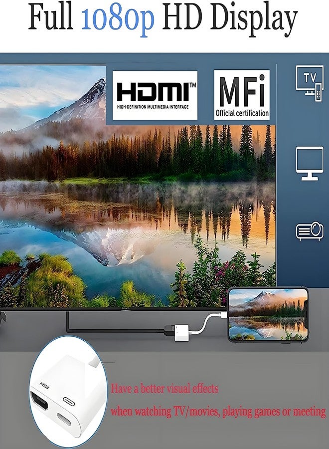 esbeecables [MFi Certified] Lightning to HDMI Adapter for iPhone Digital AV Adapter 1080P HD Video HDMI Sync Screen Connector Cable with Charging Port for iPhone 14 13 12 11 X 8 7 iPad on HDTV/Projector/Monitor - Image 3