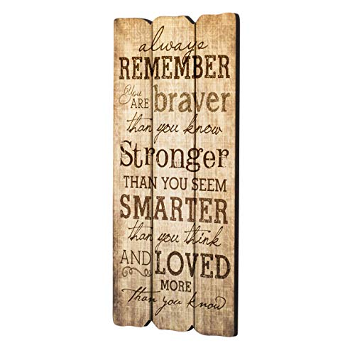 P. Graham Dunn 12 x 6 Small Fence Post Wood Look Decorative Sign Plaque, Remember Stronger Braver Smarter - Image 3