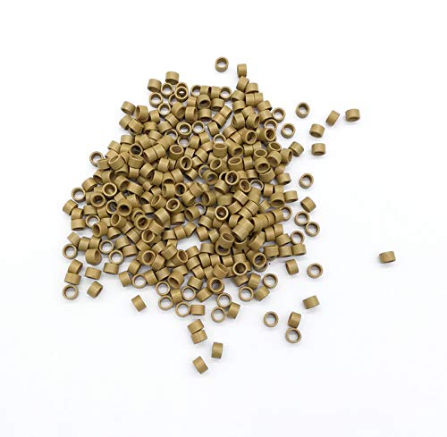 Funyn 1000Pcs Screw Micro Rings Tube Aluminum Crimp Hair beads micro links 4.0MM for Pre Bonded Human Hair Feather Extensions hair tools (8# Dark Blonde)