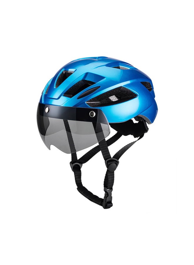 Metal Blue Bicycle Riding Helmet Detachable Magnetic Suction Goggles Unisex Mountain Bike Road Bike Helmet
