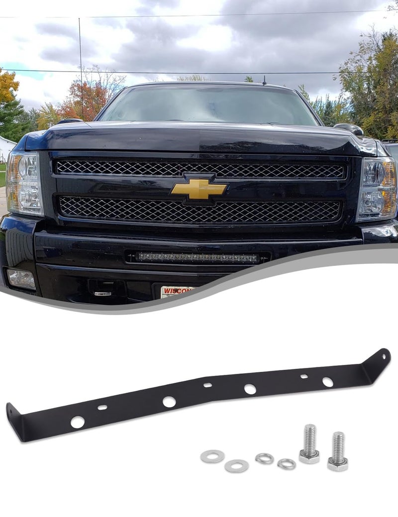ADTOPI Lower Bumper Insert Light Bar Mount Bracket, Steel Front Hidden Lower Bumper Mount Bracket for 22 inch LED Light Bar Compatible with 2007-2013 Chevy Silverado 1500 and 2007-2010 Silverado 2500 - Image 1